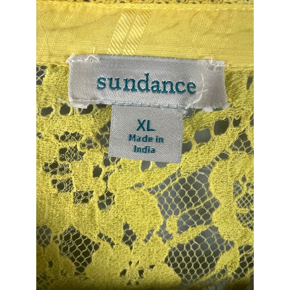 Sundance Garbo Yellow Eyelet Lace Blouse Top Size XL Spring Vibrant Bright Boho - Picture 6 of 8